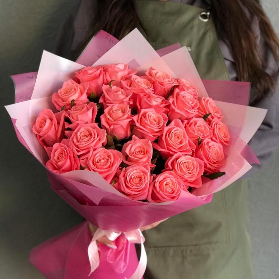 Розовые розы 50 см 25 шт. (Россия) артикул  54945
