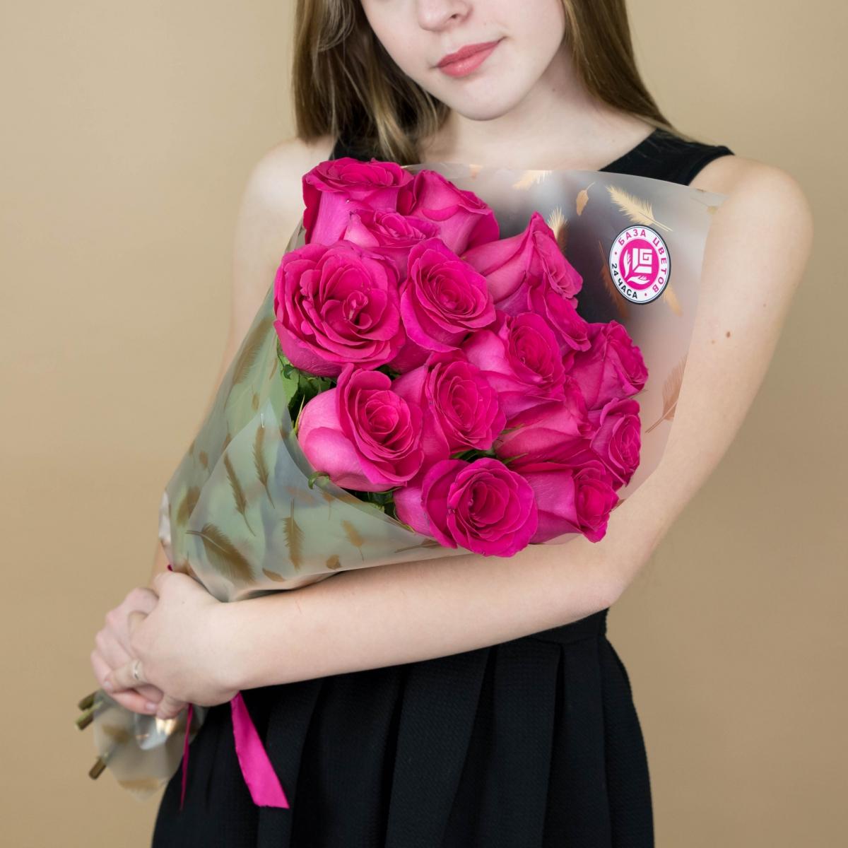 Букет из розовых роз 15 шт 40 см (Эквадор) артикул  14472