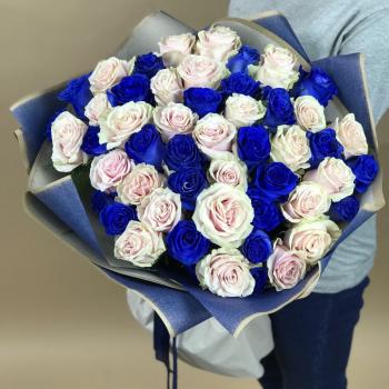 Белая и Синяя Роза 51шт 70см (Эквадор) (артикул букета: 18522)