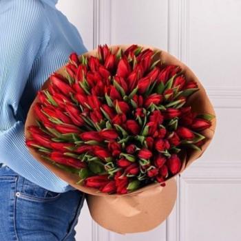 Красные тюльпаны 101 шт (артикул букета: 23463izh)